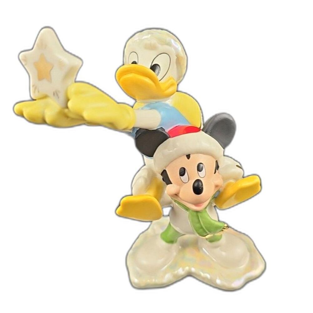 Lenox Mickey & Donald Porcelain Star Figurine 100th Anniversary Gold Disney